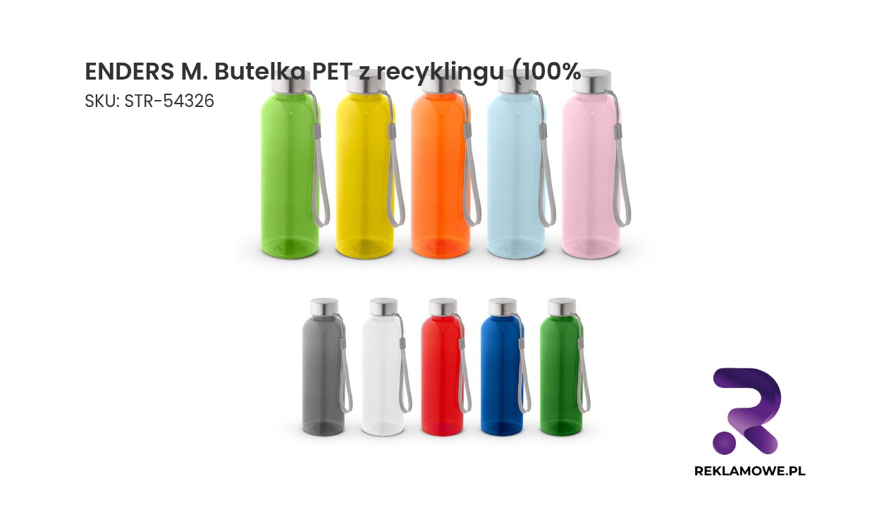 ENDERS M. Butelka PET z recyklingu (100% rPET) z błyszczącym, półprzezroczystym wykończeniem 600 ml ENDERS M. butelka PET z recyklingu 100% - ekologiczna butelka na napoje