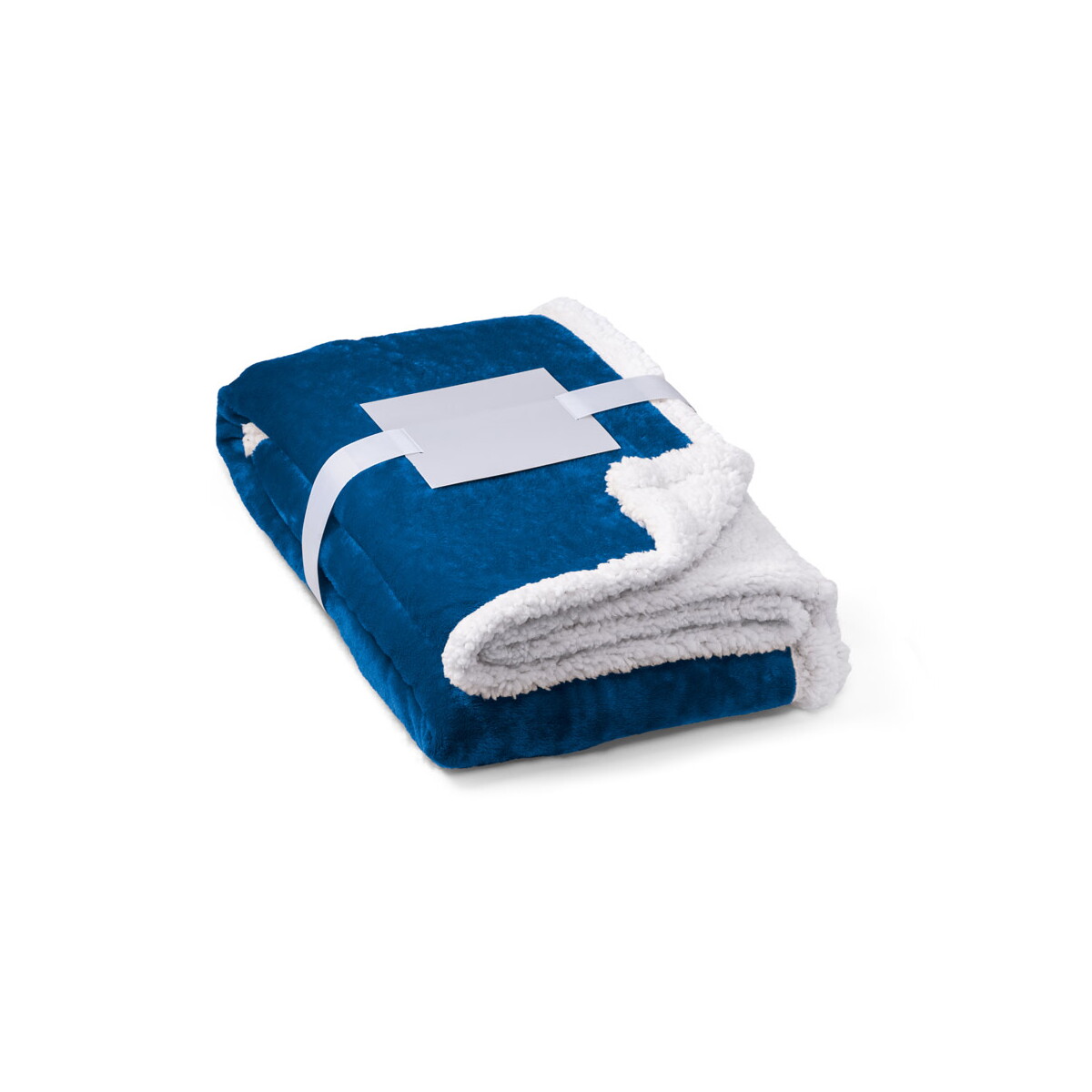 HEIDEN. Dwustronny polarowy koc (190 g/m²) z satynową wstążką i etykietą do personalizacji 99078_set